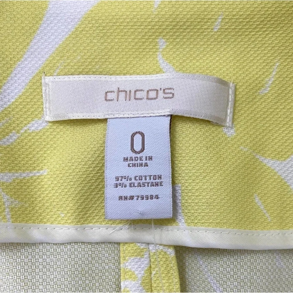 Chico's Blazer Womens Small Yellow Optic Floral Jacket Ceylon Jacket Ladies - Picture 5 of 7